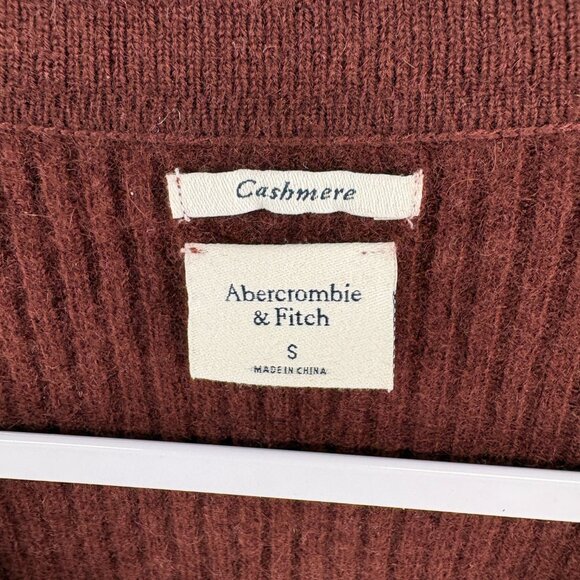 Abercrombie & Fitch Cashmere Feel Ribbed Button Cardigan Sweater Brown Small - Picture 5 of 9